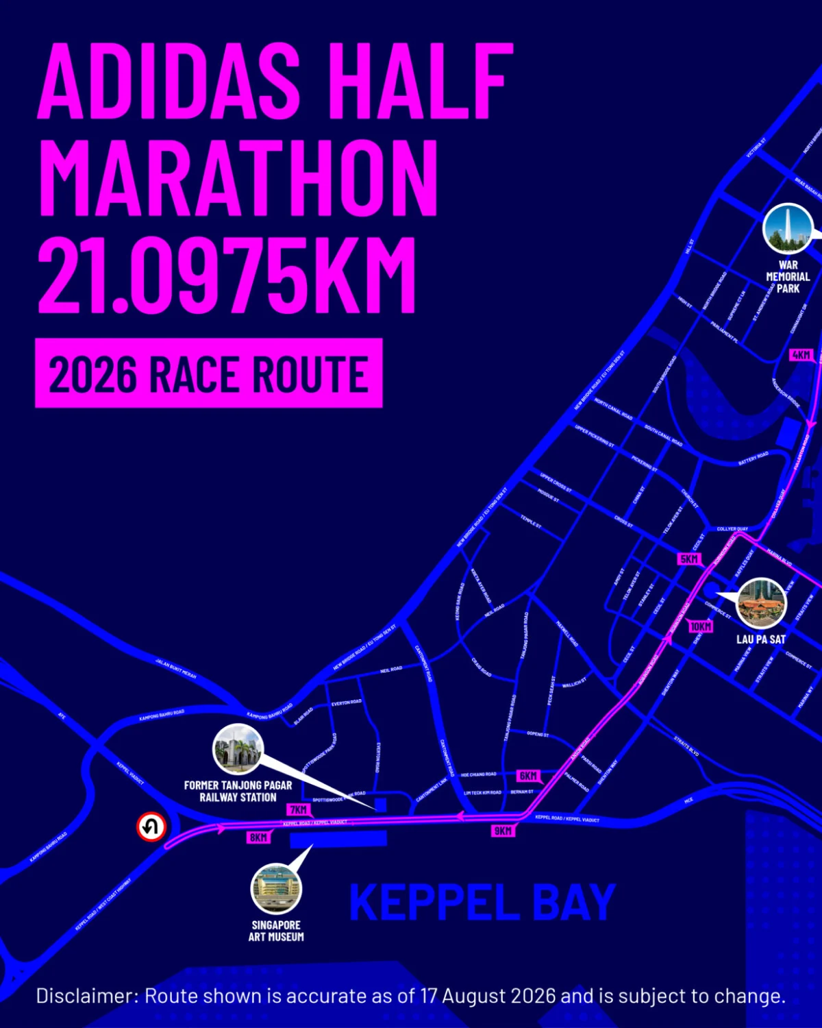 Bản đồ đường chạy Adidas Half Marathon tại Singapore