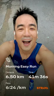 Thuận sau buổi chạy buổi sáng